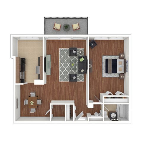 Floor plan for 1 bed, 1 bath, 930 sqft